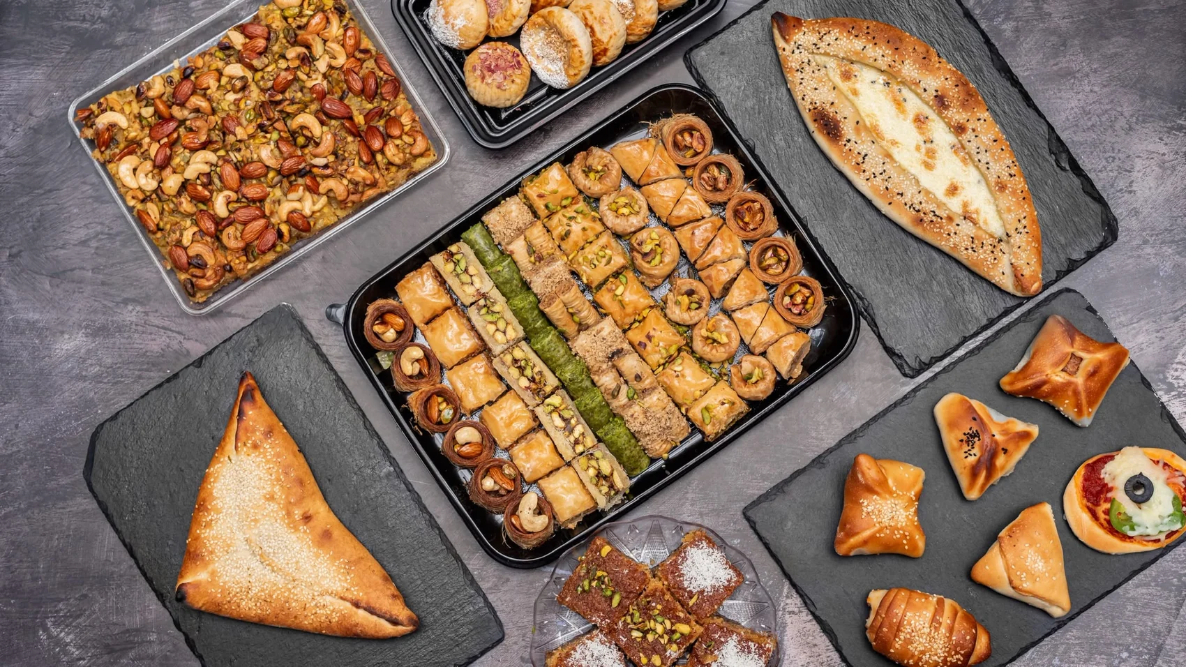 Selection of baked food and sweets